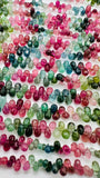 Tourmaline Faceted Drop Beads- AAA Quality - 6 Inch length - Natural Multi Tourmaline Briolettes