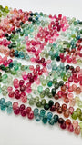 Tourmaline Drop Beads - 3X5 mm Size - AAA Quality - 6 Inch length - Natural Multi Tourmaline Briolette