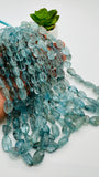 Moss Aquamarine Faceted Nugget • 11-13 x 14-20 mm size • Length 16 inch AAAA • Moss Aquamarine Freeform Beads