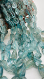 Moss Aquamarine Faceted Nugget • 11-13 x 14-20 mm size • Length 16 inch AAAA • Moss Aquamarine Freeform Beads