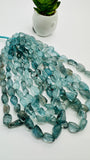 Moss Aquamarine Faceted Nugget • 11-13 x 14-20 mm size • Length 16 inch AAAA • Moss Aquamarine Freeform Beads