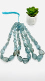 Moss Aquamarine Faceted Nugget Beads • Length 16 inch  AAAA •  Moss Aquamarine Freeform Beads