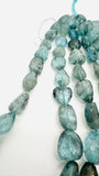 Moss Aquamarine Faceted Nugget Beads • Length 16 inch AAAA • Moss Aquamarine Freeform Beads
