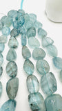 Moss Aquamarine Faceted Nugget Beads • Length 16 inch AAAA • Moss Aquamarine Freeform Beads