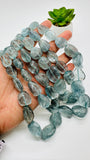 Moss Aquamarine Faceted Nugget Beads • Length 16 inch AAAA • Moss Aquamarine Freeform Beads