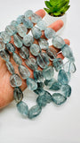 Moss Aquamarine Faceted Nugget Beads • Length 16 inch AAAA • Moss Aquamarine Freeform Beads