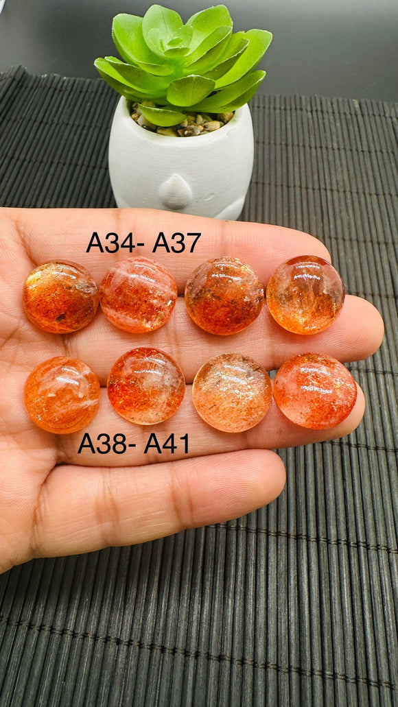 Sunstone Round Cabochon • 16 mm Size • Code A34 -A41 • AAA Quality • Sunstone Round Cabs • Natural Sunstone Cabs