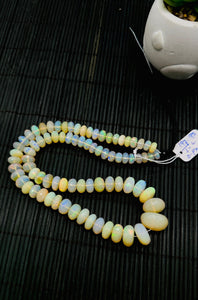 Ethiopian Opal Faceted Roundel Beads • 7 to 17 mm size • Code A4 • 16 Inch Strand • AAAA Quality • Natural Ethiopian Opal Rondelle Beads