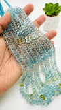 Aquamarine Faceted Roundel Beads • 6 to 9 mm Size • Length 16 Inch • AAAA Quality • Natural Aquamarine Rondelle Beads