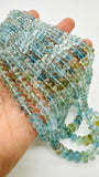 Aquamarine Faceted Roundel Beads • 5 to 10 mm Size • Length 16 Inch • AAA Quality • Natural Aquamarine Rondelle Beads