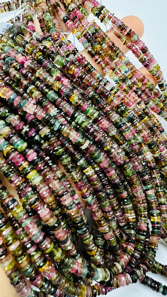 Tourmaline faceted Heishi Beads • 4.5 mm Size • AAA quality •  15