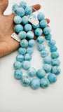 Larimar Round Beads • 19-20 mm Size • 4A Quality • Code L1/L2 • Blue Color • Natural Larimar • Length 40 cm • Larimar Rare Beads