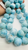 Larimar Round Beads • 19-20 mm Size • 4A Quality • Code L1/L2 • Blue Color • Natural Larimar • Length 40 cm • Larimar Rare Beads