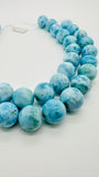 Larimar Round Beads • 19-20 mm Size • 4A Quality • Code L1/L2 • Blue Color • Natural Larimar • Length 40 cm • Larimar Rare Beads