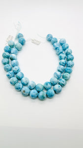 Larimar Round Beads • 19-20 mm Size • 4A Quality • Code L1/L2 • Blue Color • Natural Larimar • Length 40 cm • Larimar Rare Beads