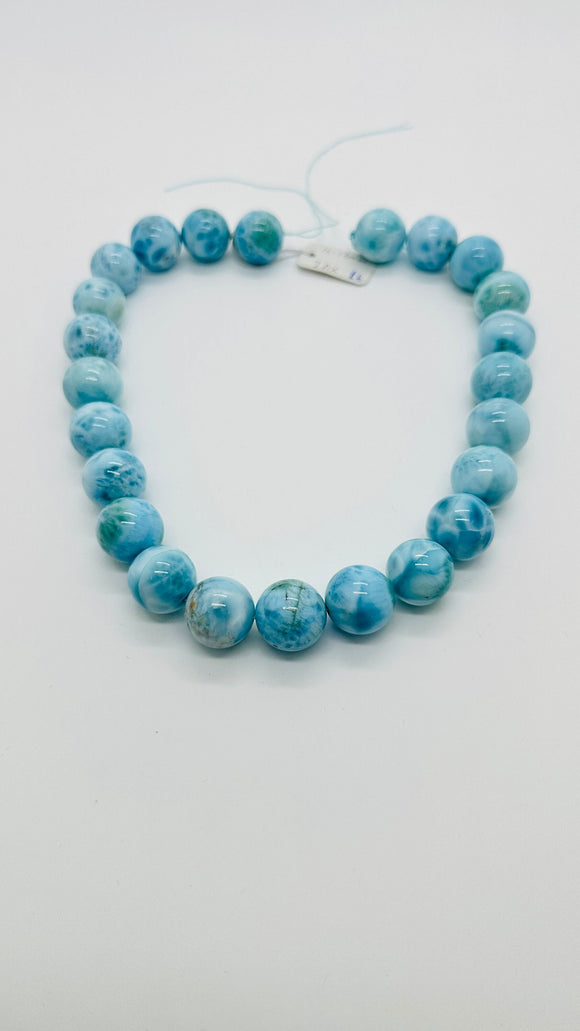 Larimar Round Beads • 16-17 mm Size • 4A Quality • Code L6 • Blue Color • Natural Larimar • Length 40 cm • Larimar Rare Beads