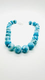 Larimar Round Beads • 16-17 mm Size • 4A Quality • Code L7 • Blue Color • Natural Larimar • Length 40 cm • Larimar Rare Beads