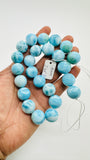 Larimar Round Beads • 16-17 mm Size • 4A Quality • Code L7 • Blue Color • Natural Larimar • Length 40 cm • Larimar Rare Beads