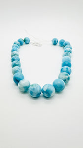 Larimar Round Beads • 16-17 mm Size • 4A Quality • Code L7 • Blue Color • Natural Larimar • Length 40 cm • Larimar Rare Beads