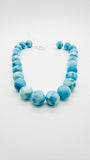 Larimar Round Beads • 16-17 mm Size • 4A Quality • Code L7 • Blue Color • Natural Larimar • Length 40 cm • Larimar Rare Beads