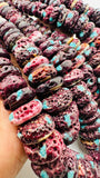 Purple Spiny Oyster Shell Roundel Beads • 8-18 mm Size • 40 cm length • AAA Quality • Spiny oyster with Turquoise Beads•