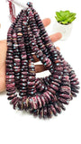 Purple Spiny Oyster Shell Roundel Beads • 8-18 mm Size • 40 cm length • AAA Quality • Spiny oyster with Turquoise Beads•