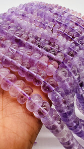 Lavender Amethyst Roundel Beads • 8 / 10mm Size • Natural Lavender Amethyst Rondelle Beads•  Length 40 Cm • Origin Brazil