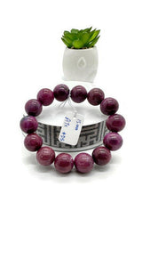 Ruby Bracelet • 15 mm Size • Code D5 • 7.5  Inch Length • AAA Quality • Natural Ruby Round Bracelet