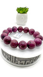 Ruby Bracelet • 15 mm Size • Code D5 • 7.5  Inch Length • AAA Quality • Natural Ruby Round Bracelet