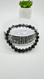 Black Rutile Bracelet • 7.80 mm Size • Code #C1 • AAAA Quality • 7.5 Inch Length • Natural Rutilated Quartz  • Rutile Round Bracelet