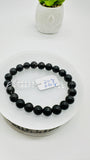 Black Rutile Bracelet • 8.50 mm Size • Code #C7 • AAAA Quality • 7.5 Inch Length • Natural Rutilated Quartz  • Rutile Round Bracelet