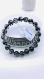 Black Rutile Bracelet • 9.50 mm Size • Code #C10 • AAAA Quality • 7.5 Inch Length • Natural Rutilated Quartz  • Rutile Round Bracelet