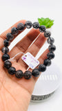 Black Rutile Bracelet • 10.50 mm Size • Code #C15 • AAAA Quality • 8 Inch Length • Natural Rutilated Quartz  • Rutile Round Bracelet