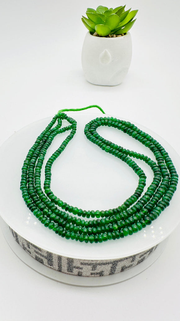 Tsavorite Roundel Beads • 3-4 mm Size• Code #T1 • AAA Quality• Length 16 Inch• Natural Tsavorite Beads• Green Garnet Beads