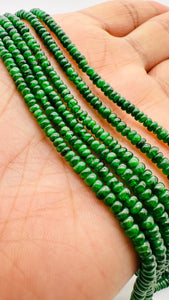 Tsavorite Roundel Beads • 3 to 4 mm Size• Code #T3 • AAA Quality• Length 16 Inch• Natural Tsavorite Rondelle Beads• Green Garnet Beads