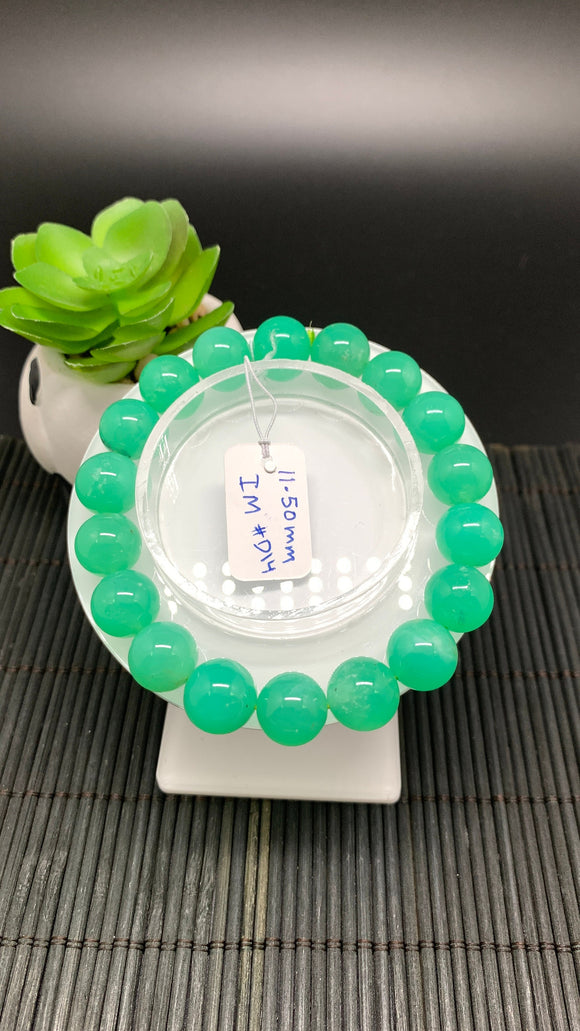 Chrysoprase  Bracelet • 11.50 mm Size • Code #D14 •  AAA quality • Length 7.5” • Natural Chrysoprase Round Bracelet • Origin Australia