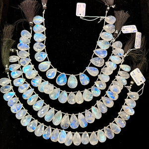 Moonstone Faceted Briolette • 4A Quality •  Length 10 Inch • Moonstone Faceted Pear Briolette Beads