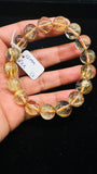 Golden Rutile Round Bracelet • 12 mm Size • Code C4 • 4A Quality • Natural Rutilated Quartz Bracelet