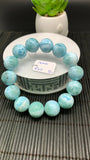 Larimar Bracelet 16 mm size Code# B1 • AAA Quality • Natural Larimar Round Bracelet- Length 7.50 Inch