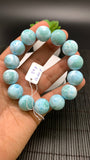 Larimar Bracelet 16 mm size Code# B1 • AAA Quality • Natural Larimar Round Bracelet- Length 7.50 Inch