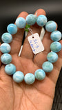 Larimar Bracelet 13 mm size Code# B2 • AAA Quality • Natural Larimar Round Bracelet- Length 7.50 Inch