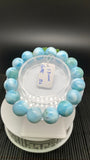 Larimar Bracelet 13 mm size Code# B2 • AAA Quality • Natural Larimar Round Bracelet- Length 7.50 Inch