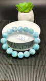 Larimar Bracelet 13 mm size Code# B2 • AAA Quality • Natural Larimar Round Bracelet- Length 7.50 Inch