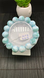 Larimar Bracelet 14 mm size Code# B3 • AAA Quality • Natural Larimar Round Bracelet- Length 7.50 Inch