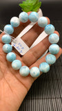 Larimar Bracelet 13 mm size Code# B5 • AAA Quality • Natural Larimar Round Bracelet- Length 7.50 Inch