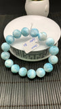 Larimar Bracelet 13 mm size Code# B5 • AAA Quality • Natural Larimar Round Bracelet- Length 7.50 Inch