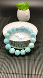 Larimar Bracelet 13 mm size Code# B6 • AAA Quality • Natural Larimar Round Bracelet- Length 7.50 Inch