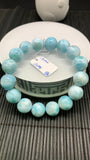 Larimar Bracelet 13 mm size Code# B6 • AAA Quality • Natural Larimar Round Bracelet- Length 7.50 Inch