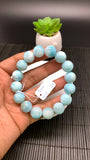 Larimar Bracelet 13 mm size Code# B8 • AAA Quality • Natural Larimar Round Bracelet- Length 7.50 Inch