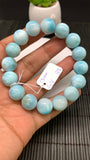 Larimar Bracelet 13 mm size Code# B8 • AAA Quality • Natural Larimar Round Bracelet- Length 7.50 Inch